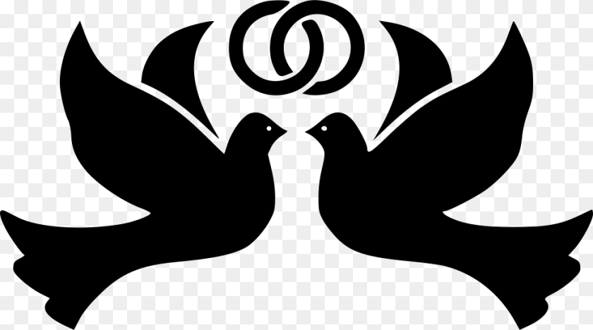 980x546 Bird Birds Dove Doves Flight Fly Flying Peace Ring Doves Icon, Stencil, Silhouette, Symbol, Animal Sticker PNG