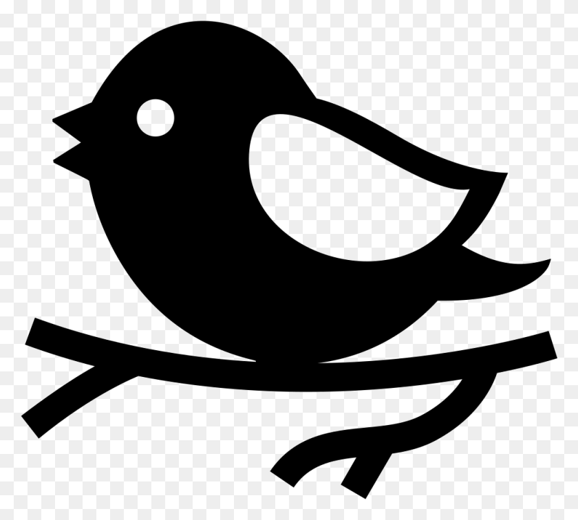 981x876 Bird On Branch Comments Bird On Branch Icon, Stencil, Animal, Magpie HD PNG Download