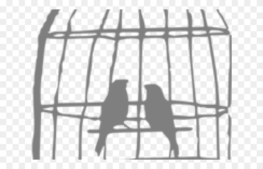 640x480 Birdcage Clipart Grey Birds In Cage Drawing, Gate, Prison, Plan HD PNG Download