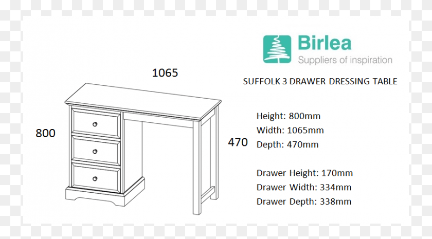 751x405 Birlea Suffolk White Pine Furniture 3 Drawer Dressing Birlea, Table, Desk, Cabinet HD PNG Download