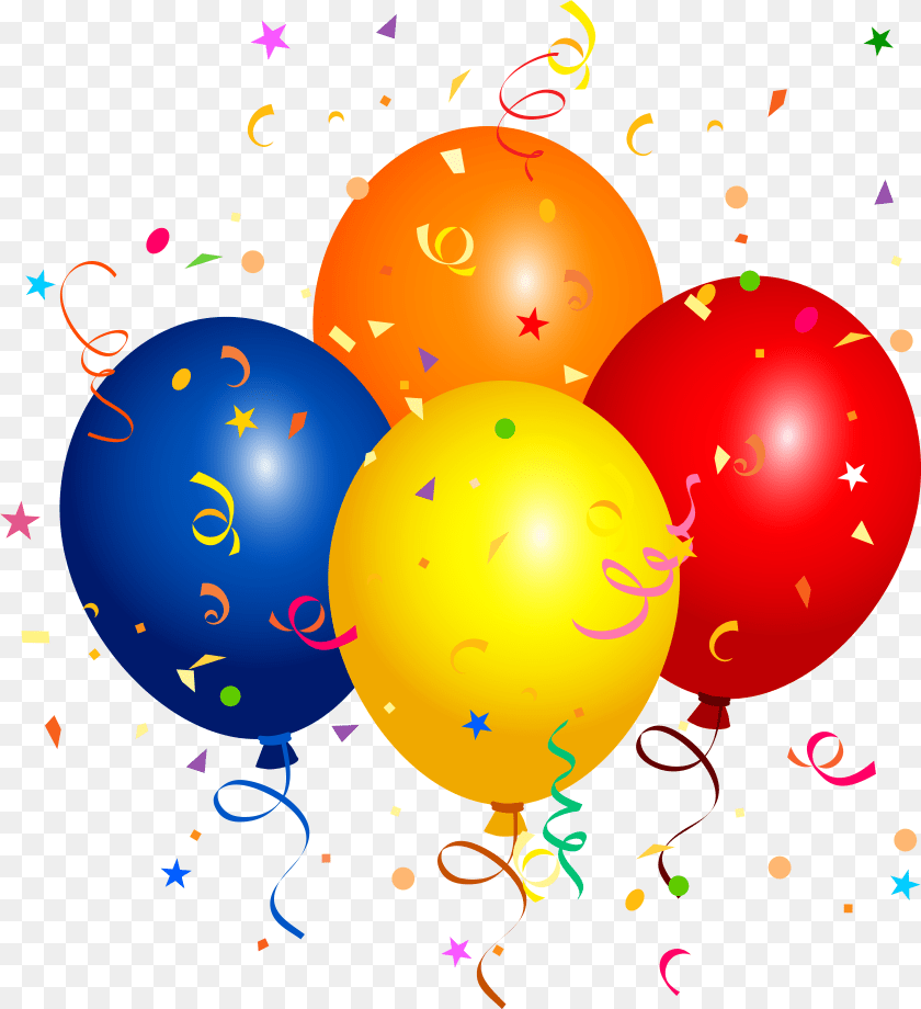 5577x6111 Birthday Balloons Clipart, Balloon, Paper, Confetti Sticker PNG