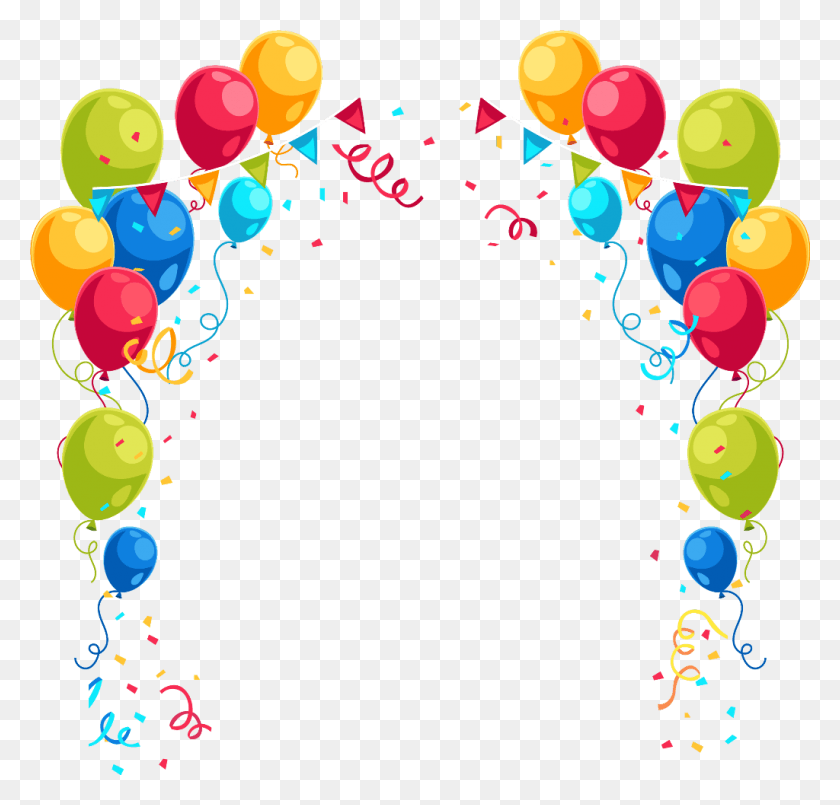 1024x979 Birthday Birthdayframe Balloonsframe Frame Balloon Birthday Balloon Border, Ball, Confetti, Paper HD PNG Download