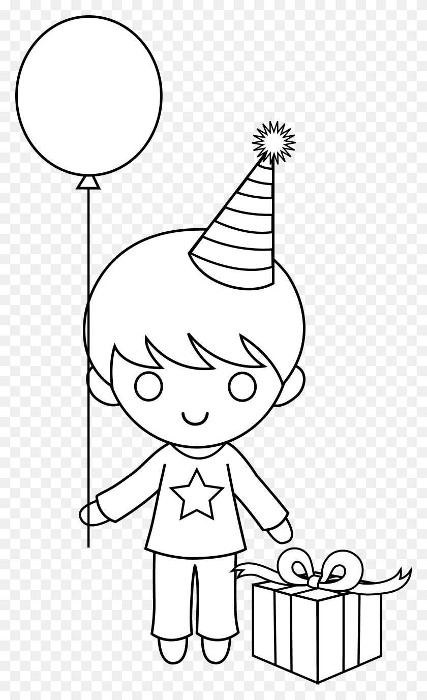 5133x8670 Birthday Boy Clipart Outline Chibi Boy Birthday, Stencil, Plant, Toy HD PNG Download