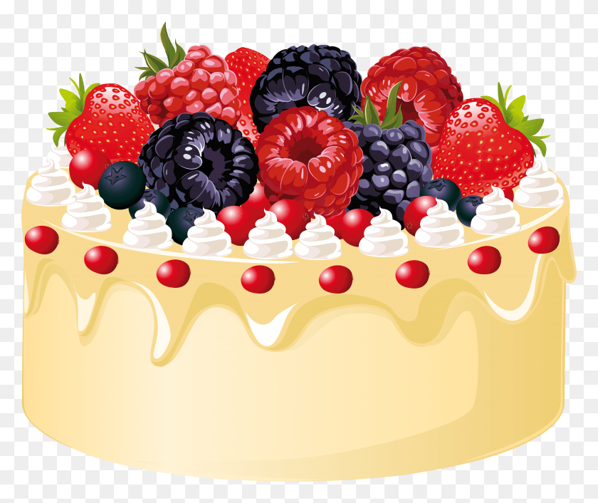 5886x4879 Birthday Cake Clipart Fruit Fruit Cake Clipart, Dessert, Food, Raspberry HD PNG Download
