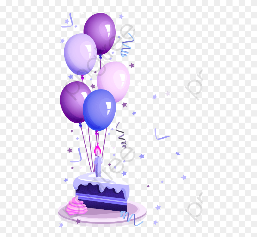 484x713 Birthday Cake Clipart Purple Birthday Cake And Balloon, Ball, Paper, Confetti HD PNG Download