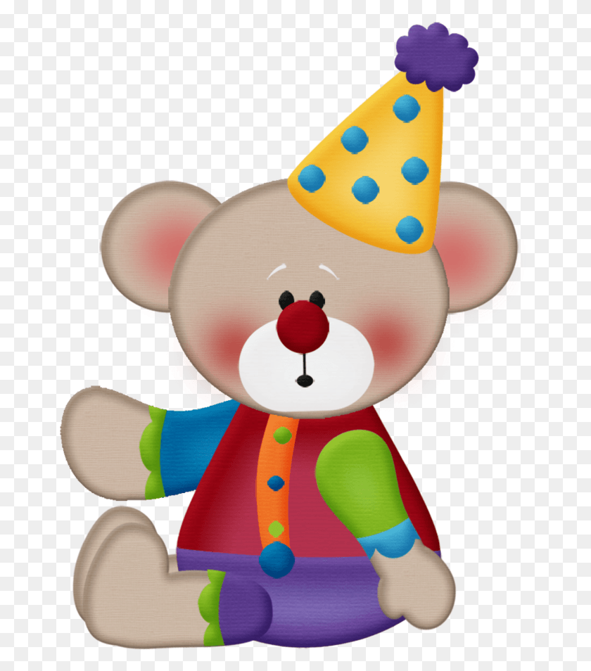 671x894 Birthday Clown Clip Art Maria Jose Album Clowns Birthday Clip Art Teddy Bear, Toy, Clothing, Apparel HD PNG Download