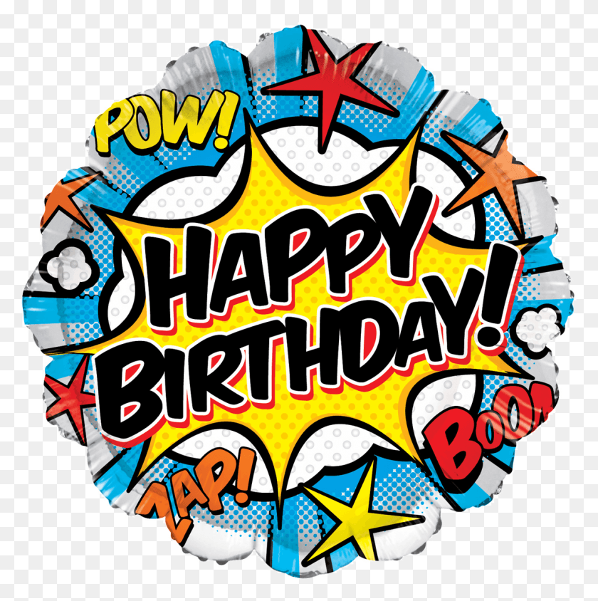 1156x1163 Birthday Comic Balloons All American Balloons, Label, Text, Sticker HD PNG Download