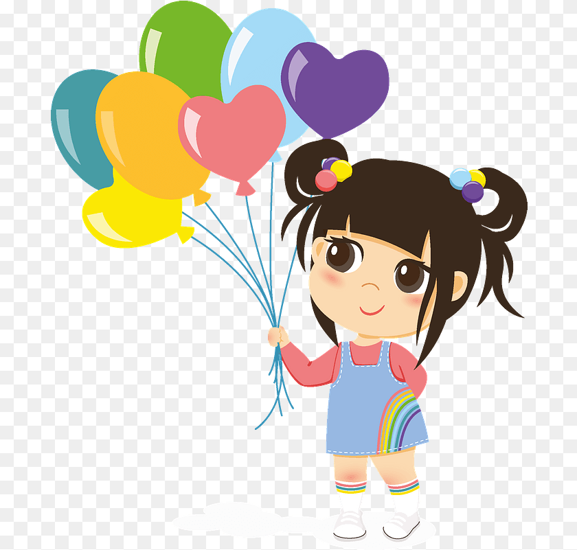 695x801 Birthday Girl With Balloons Clipart Creazilla Birthday Girl Clipart, Balloon, Baby, Face, Head Sticker PNG