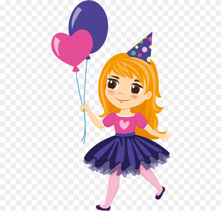 453x801 Birthday Girl With Balloons Clipart Hd Birthday Girl Clipart, Balloon, Baby, Person, Face Sticker PNG