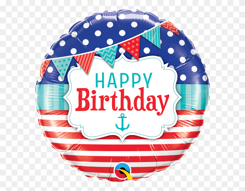 600x593 Birthday Nautical Pennants 18 Foil Balloon Happy Birthday Nautical Theme, Word, Ball, Text HD PNG Download