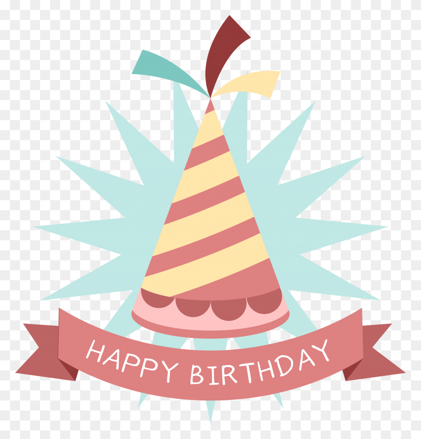 3830x4014 Birthday Party Hat Sticker Clip Art Birthday Cap Sticker, Clothing, Apparel, Party Hat HD PNG Download