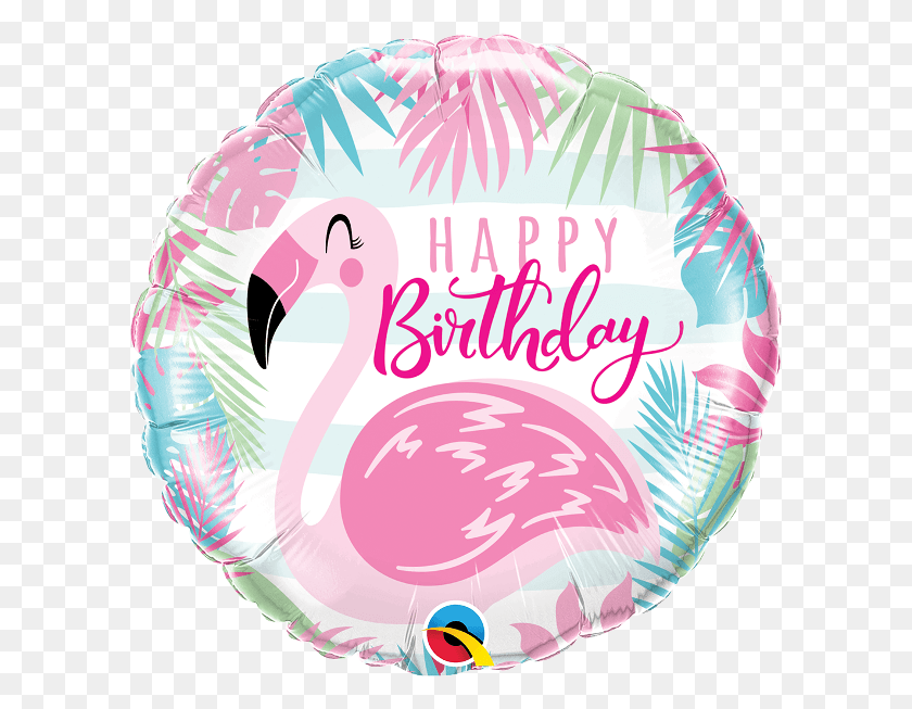 600x593 Birthday Pink Flamingo Foil Balloon Happy Birthday Flamingo, Cream, Dessert, Food HD PNG Download