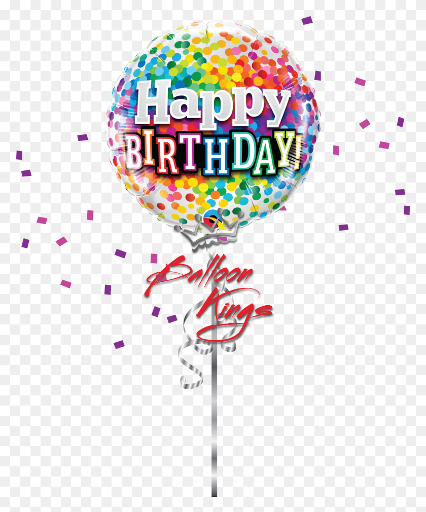 1443x1759 Birthday Rainbow Confetti Balloon Qualatex Happy Birthday, Ball, Paper, Poster HD PNG Download