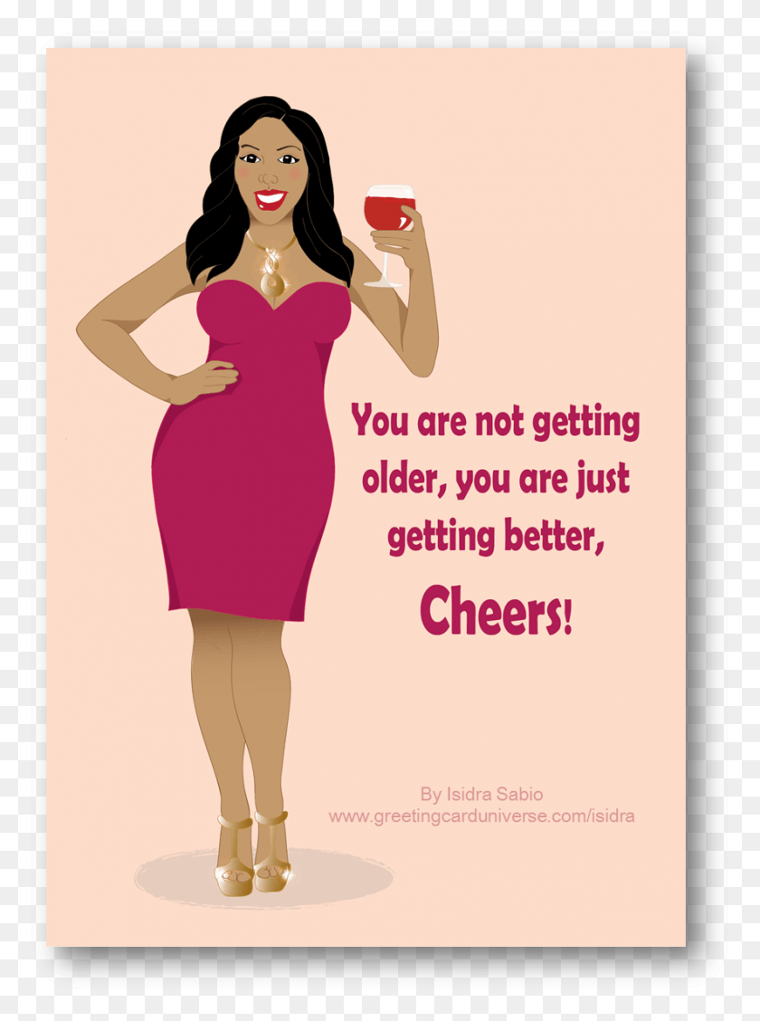 883x1210 Birthday Sexy African American Wine Glass Pink Female Birthday Wishes Funny, Dress, Clothing, Apparel Descargar Hd Png