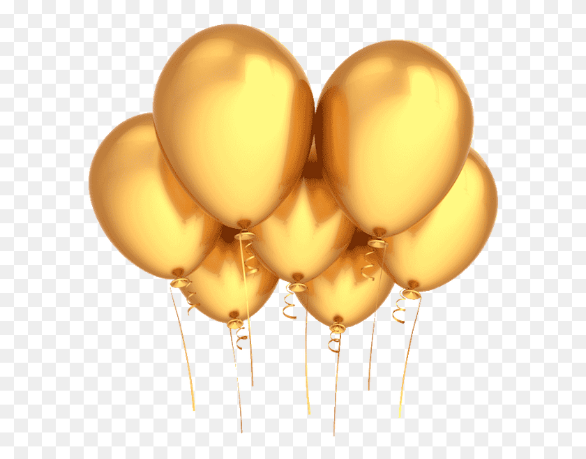 594x598 С Днем ​​Рождения Золотая Вечеринка Воздушные Шары Золотой Шар Прозрачный Фон, Лампа, Шар, Абажур Png Скачать