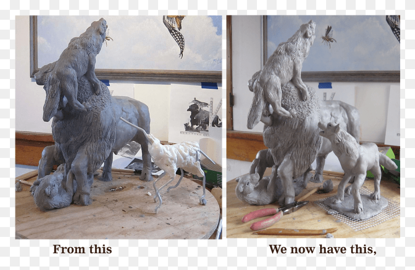 1613x1009 Bison Wollf Estatua, Escultura, Caballo Hd Png