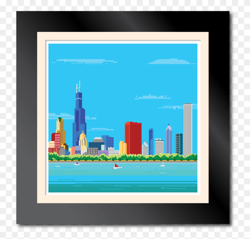 743x744 Bit Chicago Skyline 8 Bit Chicago, Metropolis, City, Urban HD PNG Download