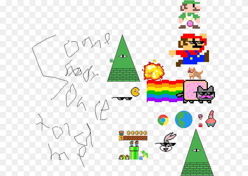 624x596 Bit Mario, Triangle, Person Sticker PNG