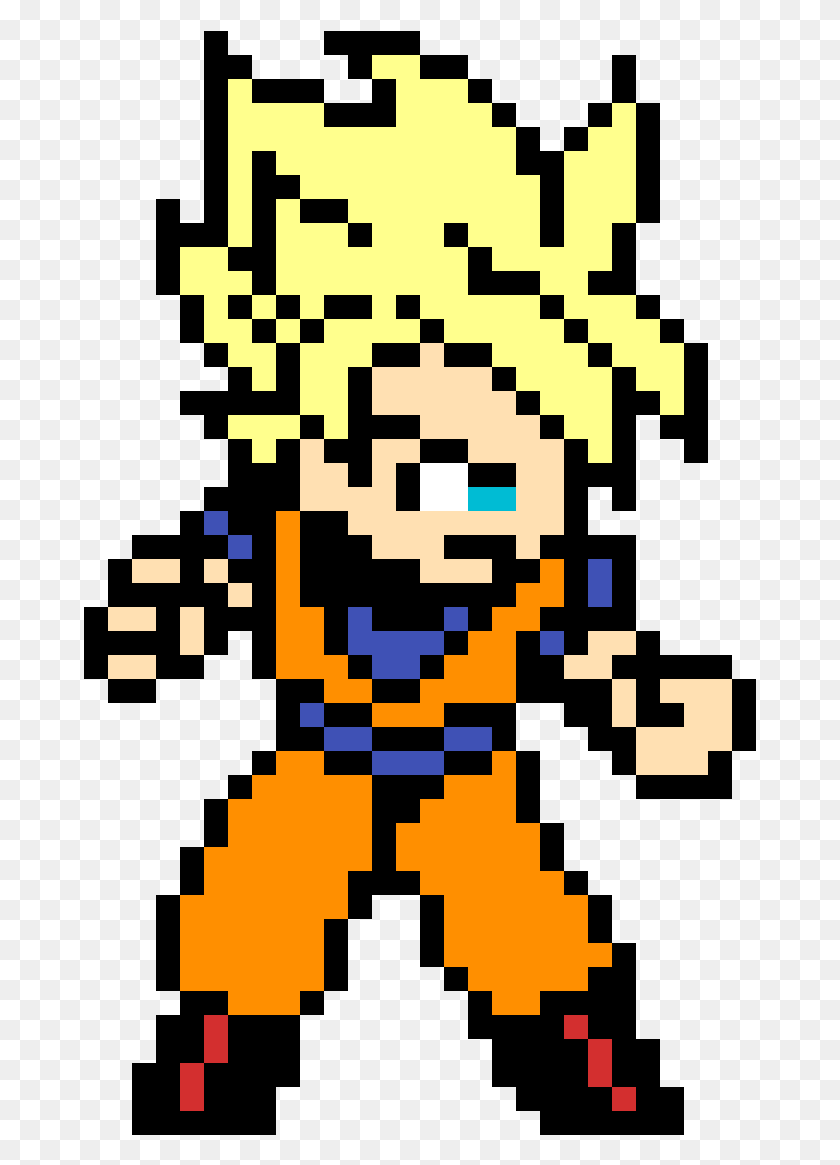 673x1105 Bit Super Saiyan Goku Super Saiyan Goku Pixel Art, Rug, Pac Man HD PNG Download