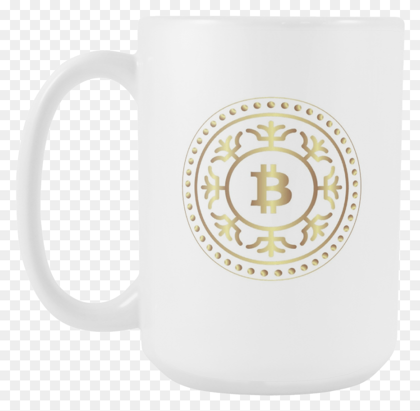 865x844 Descargar Png Bitcoin Fractal Ring Tall Mug Fashion For Crypto Estela Cantabra Para Colorear, Coffee Cup, Cup, Rug Hd Png