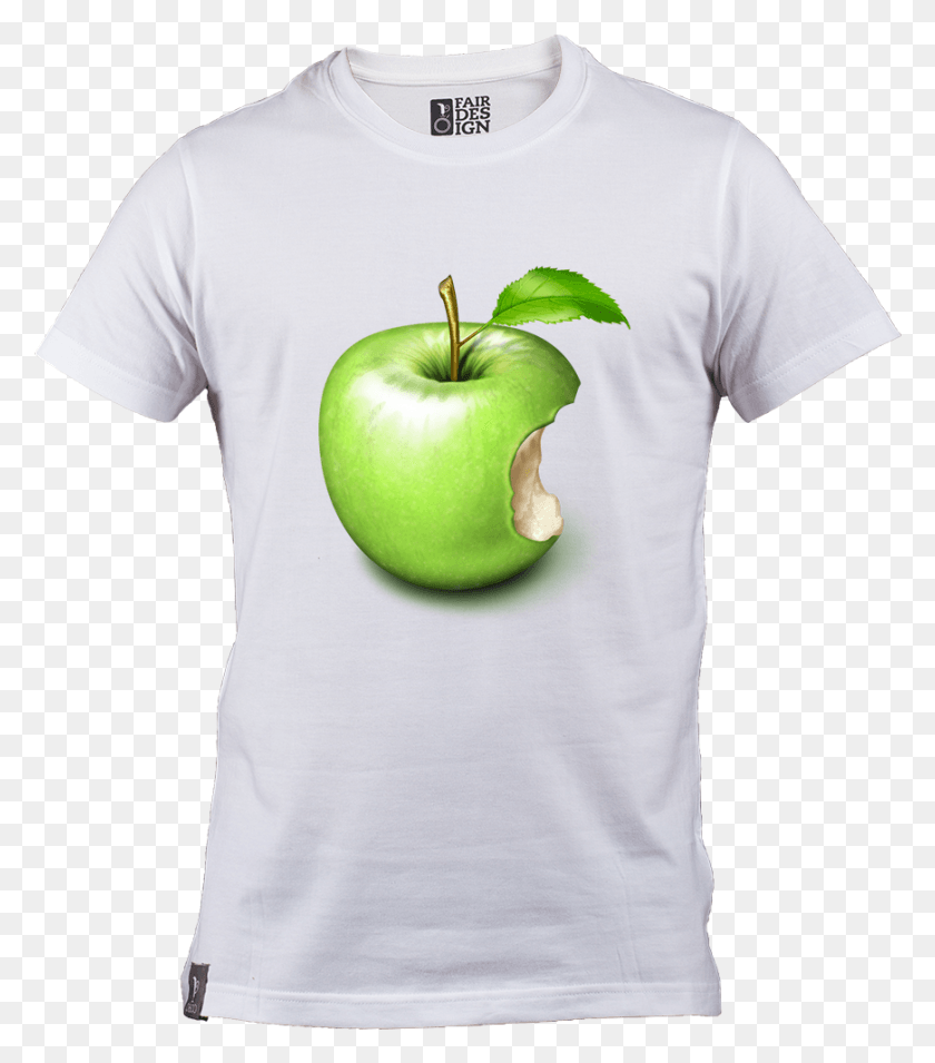 871x1000 Bitten Green Apple Plain T Shirt, Plant, Clothing, Apparel Descargar Hd Png