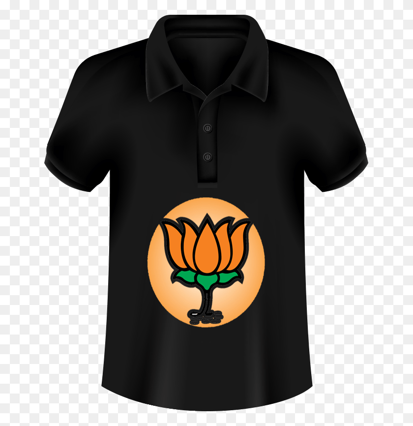 659x806 Bjp Logo Printed T Shirts In Black Color Congress T Shirt, Clothing, Apparel, Hand HD PNG Download