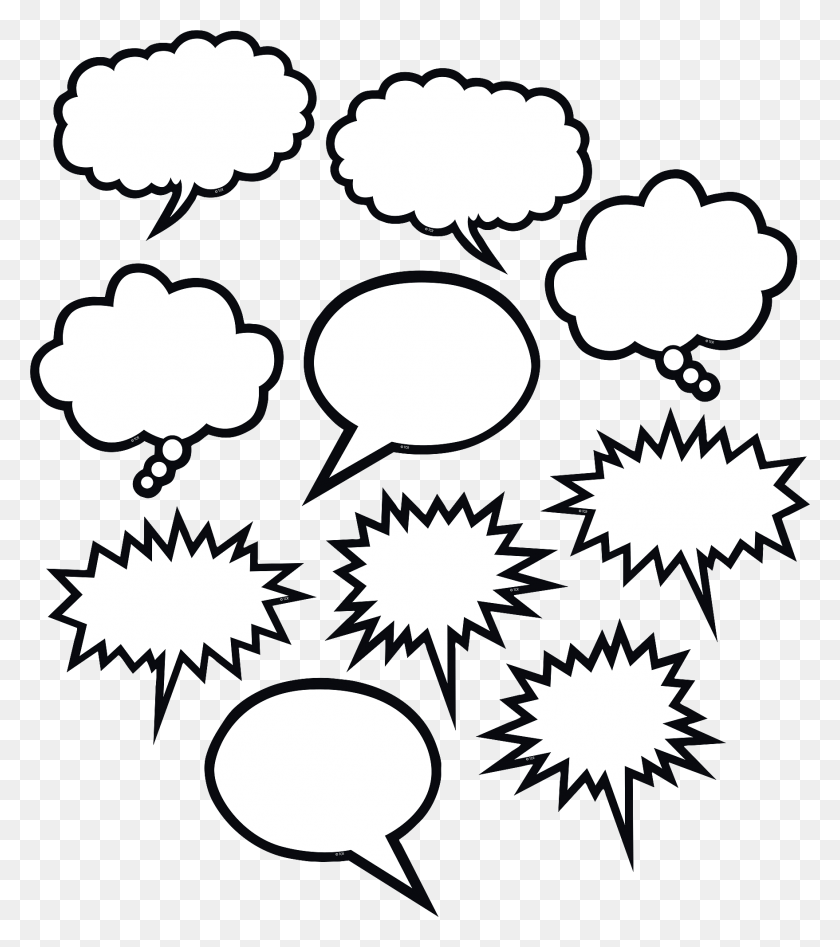 1758x2000 Black Amp White Speech Thought Bubbles Accents Thought Bubble Transparent, Stencil, Rug, Texture HD PNG Download