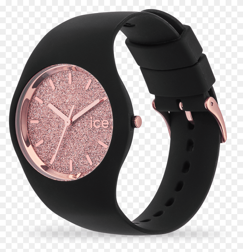 1294x1346 Black And Gold Glitter Rose Ice Watch Ice Glitter Rose Gold, Wristwatch, Helmet, Clothing HD PNG Download
