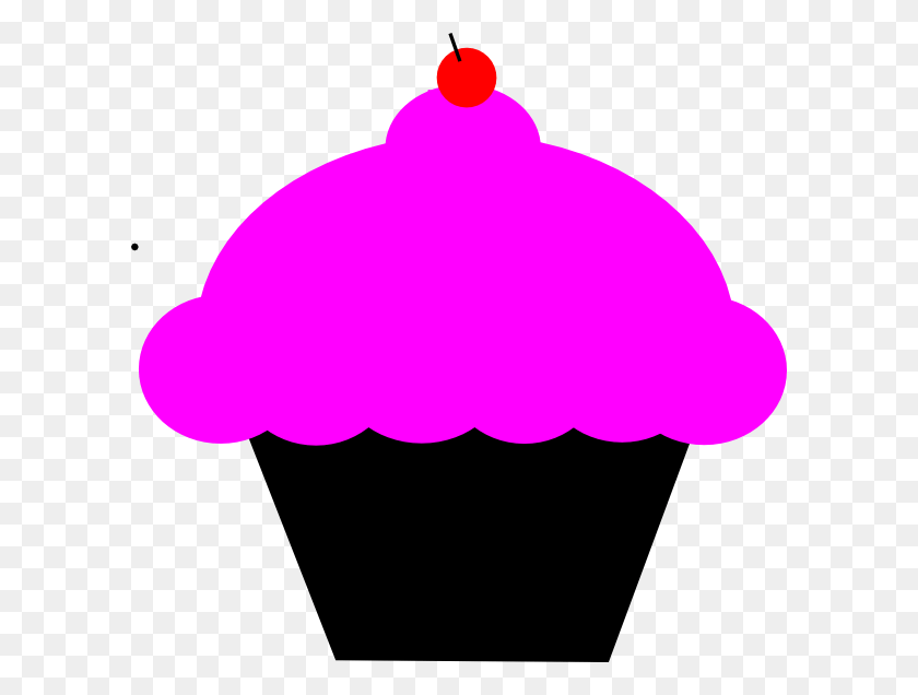 600x576 Black And Pink Cupcake With Cherry Clip Art Cupcake, Cream, Dessert, Food HD PNG Download