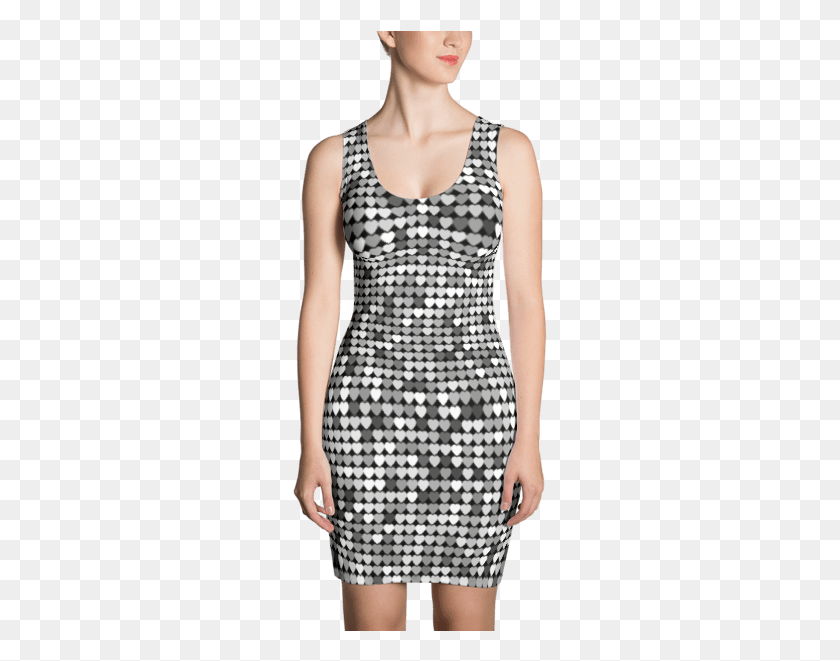 255x601 Black And Silver Glitter Hearts Dress Dress, Clothing, Apparel, Person Descargar Hd Png