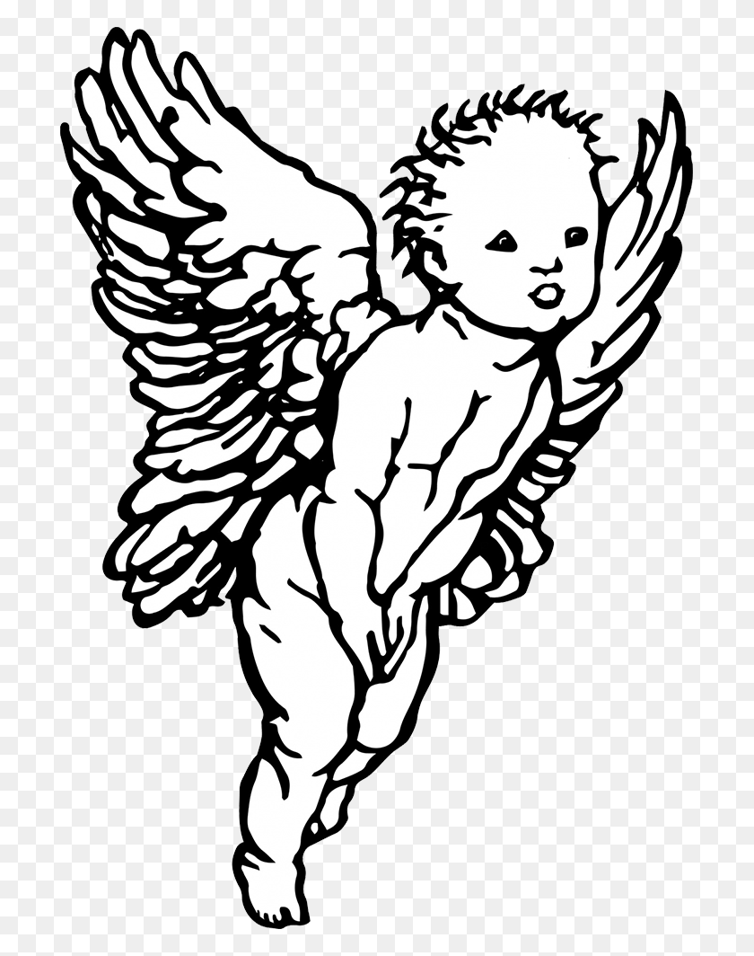705x1004 Black And White Angel Drawing At Getdrawings Angel Cherub Drawing Simple, Cupid, Archangel HD PNG Download