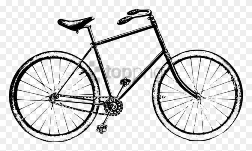 851x485 Black And White Bike Image With Transparent Background Bicicleta Antiga Desenho, Bicycle, Vehicle, Transportation HD PNG Download