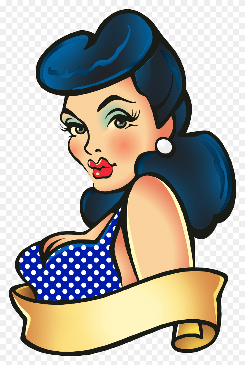1813x2774 Black And White Black Hair Bettie Bang Paige Pin Up Vector, Clothing, Apparel, Swimwear HD PNG Download