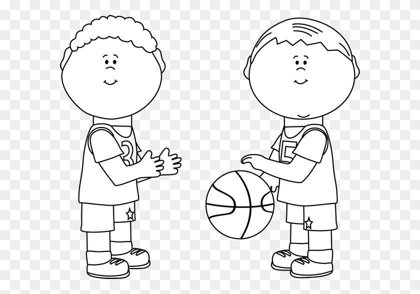 600x528 Черно-Белые Мальчики Играют В Баскетбол Картинки Мальчики Черно-Белые, Мытье Hd Png Скачать