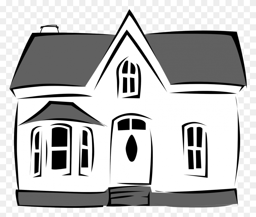 1979x1660 Black And White Cartoon House Clipart Best Black And House Clip Art, Housing, Building, Cottage HD PNG Download