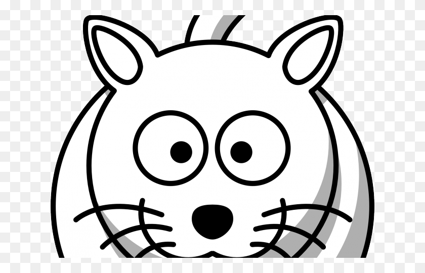 640x480 Black And White Cat Cartoon Line Art, Stencil, Piggy Bank HD PNG Download