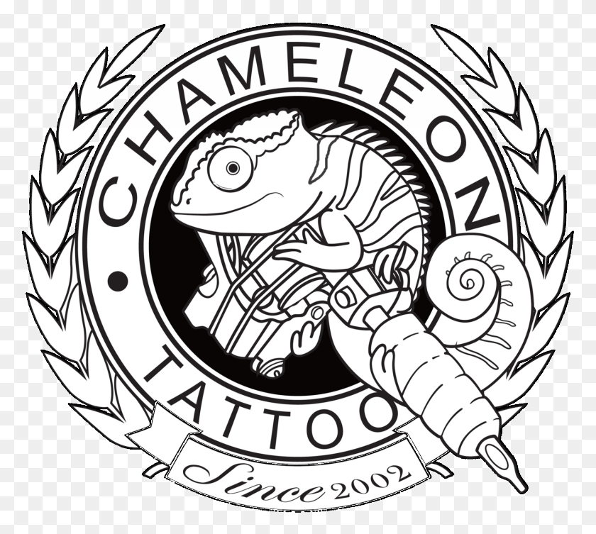 779x693 Black And White Chameleon With Tattoo Machine In Quoted Chameleons Tattoo, Symbol, Reptile, Animal HD PNG Download