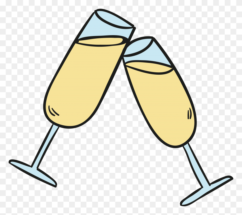 3549x3125 Black And White Champagne Drawing Cartoon Champagne Glasses Cartoon Pic, Glass, Beverage, Drink HD PNG Download