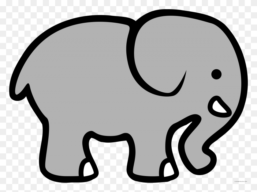 2400x1743 Черно-Белый Клипарт Слон 6 Рисования Мультяшного Слона, Млекопитающее, Животное, Копилка Hd Png Скачать