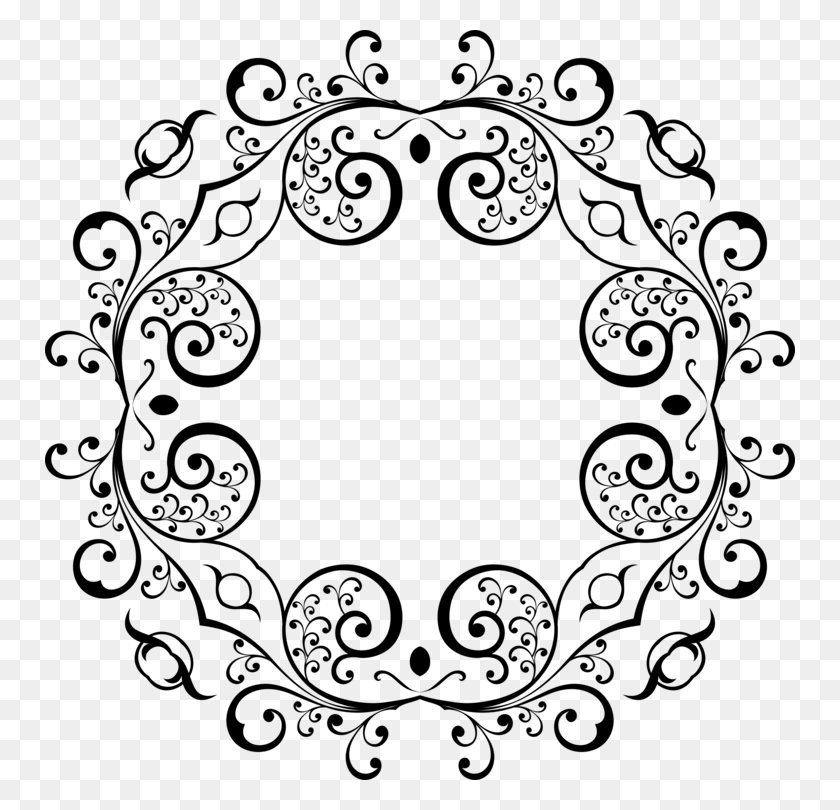 750x750 Black And White Floral Design Flower Stylish Circle, Gray, World Of Warcraft HD PNG Download