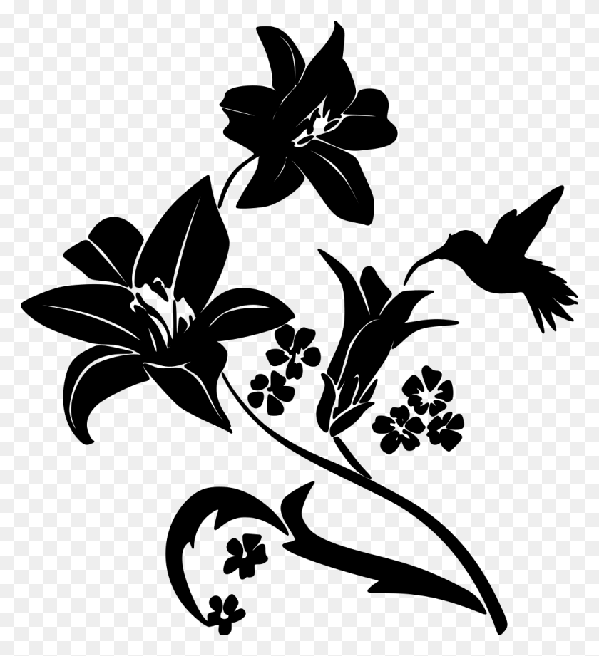 1086x1199 Black And White Hummingbird And Flower Silhouette, Gray, World Of Warcraft HD PNG Download