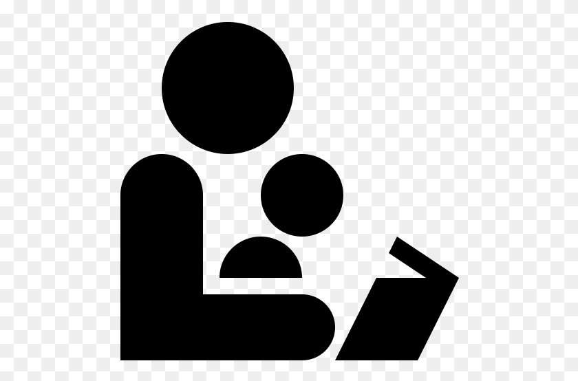 494x494 Black And White Icon Of An Adult Reading To A Child Child Reading Icon, Gray, World Of Warcraft HD PNG Download