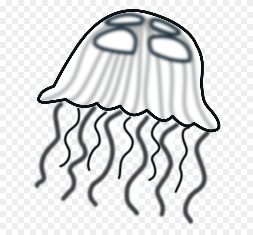 624x720 Black And White Jellyfish Jelly Fish Clip Art, Invertebrate, Sea Life, Animal HD PNG Download