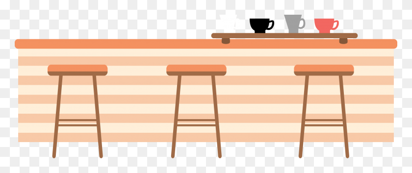 2656x1001 Black And White Library Bar Vector Counter Bar Stool, Furniture, Wood, Plywood HD PNG Download