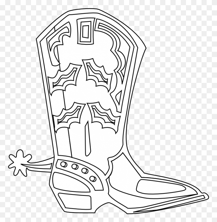 802x820 Black And White Library Clipartist Net Clip Art Cowboy Boot, Clothing, Apparel, Boot HD PNG Download