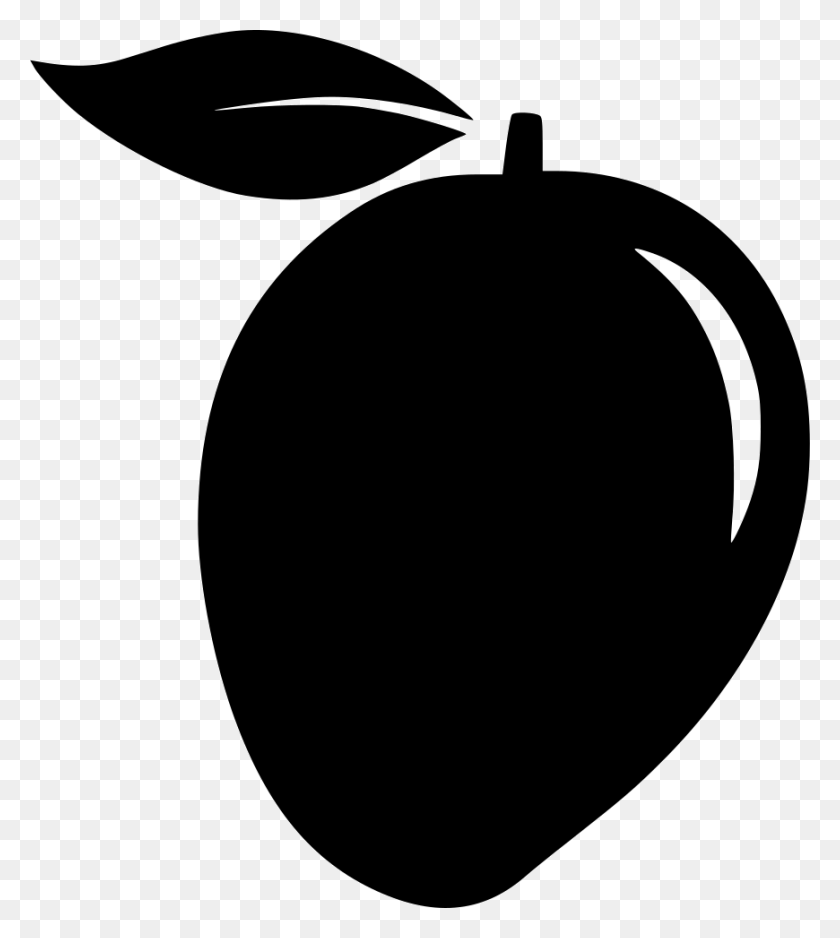 870x980 Black And White Mango Clipart Svg Mango Vector Black And White, Plant, Fruit, Food HD PNG Download