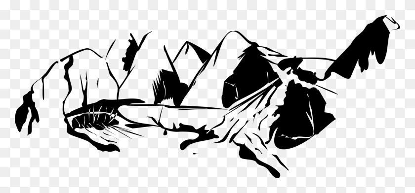1760x750 Black And White Mountain Range Clip Art Black And White Mountain, Gray, World Of Warcraft HD PNG Download