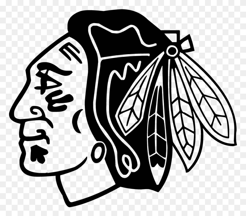 955x831 Black And White Nhl Logos Sports Chris Creamers Chicago Blackhawks Black And White, Gray, Outdoors, World Of Warcraft HD PNG Download