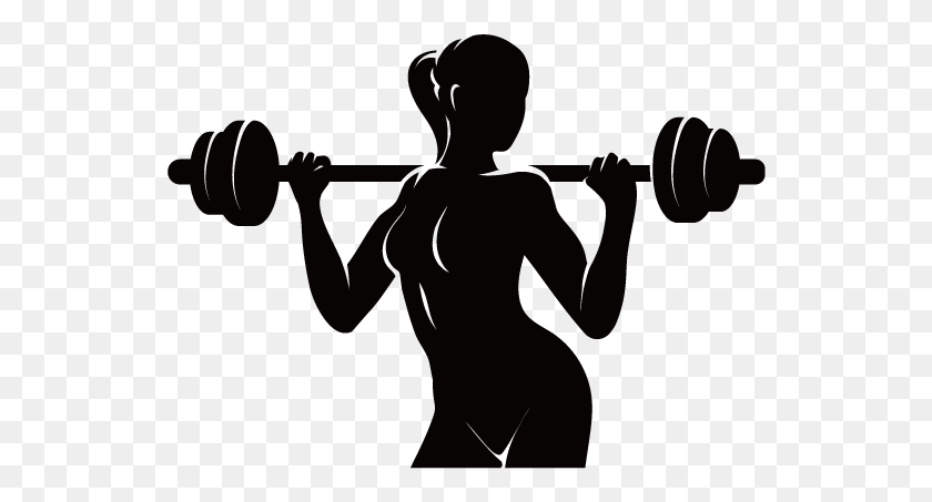 540x393 Black And White Physical Fitness Logo Weight Lifting Woman Silhouette, Person, Human HD PNG Download