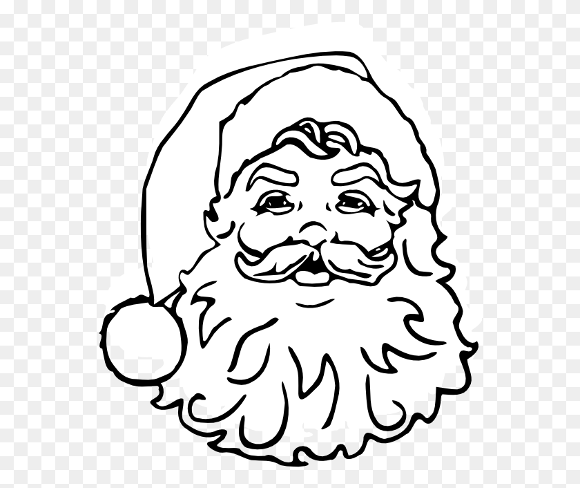 556x646 Black And White Pictures Of Santa Claus Santa Black And White Clipart, Face, Person, Human HD PNG Download